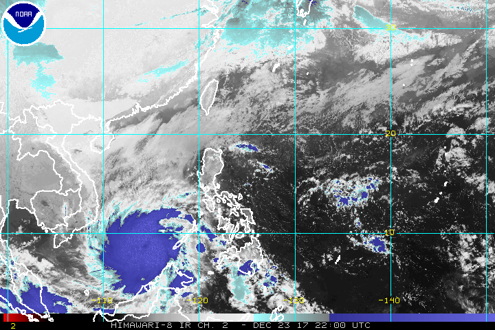 Satellite image as of December 24, 6 am. Image courtesy of NOAA 