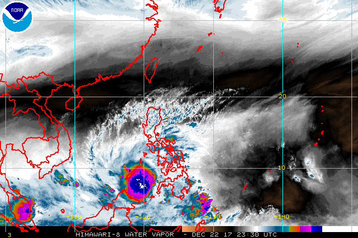 Satellite image as of December 23, 7:30 am. Image courtesy of NOAA 