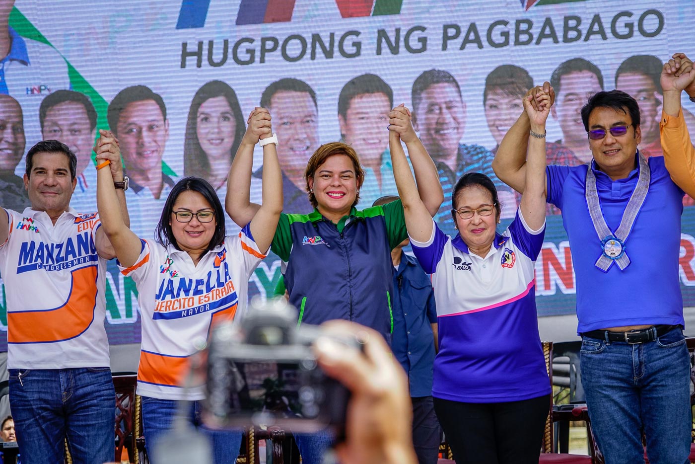 DUTERTE AND EJERCITO-ESTRADA CLAN. Sara Duterte supports the San Juan mayoral bid of Janella Ejercito (on Sara's right) on February 27, 2019. Photo by Maria Tan/Rappler 