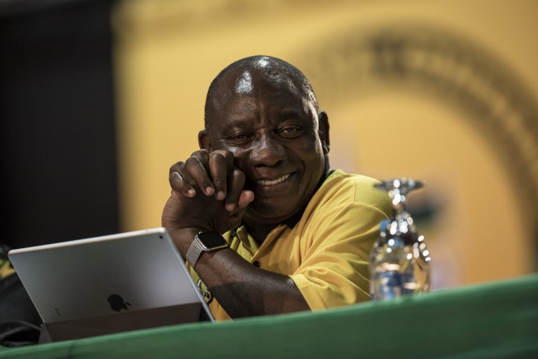 NEW PARTY LEADER. South African Deputy President Cyril Ramaphosa looks on as he attends a plenary meeting at the NASREC Expo Centre during the 54th ANC national congress on December 17, 2017 in Johannesburg. Gulshan Khan/AFP 