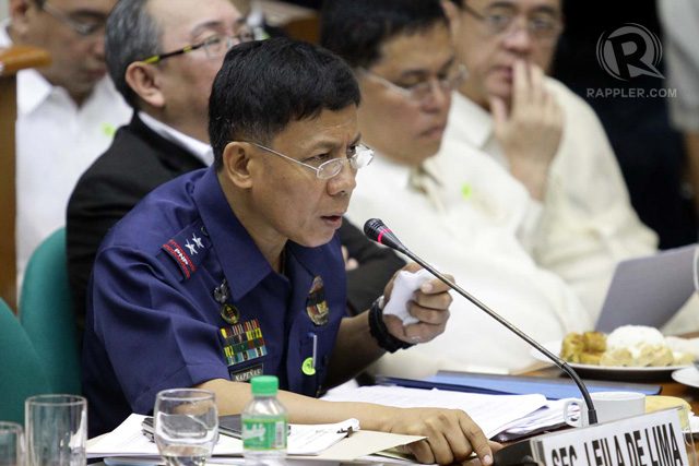 HUNT FOR MARWAN. Relieved PNP SAF commander Police Director Getulio Napeñas speaks before the Senate on Monday, February 9. 