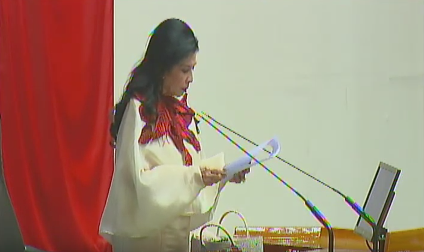 Deputy Speaker Rose Marie Arenas. Screenshot from House of Representatives' Youtube account 