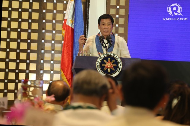 'SORRY, HOSTAGES.' President Rodrigo Duterte explains his policy against kidnappers. Photo by Manman Dejeto/Rappler