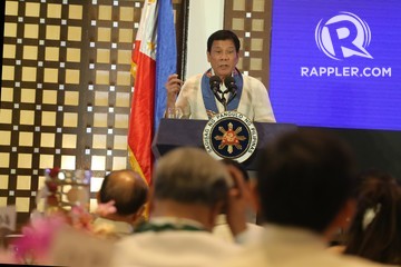 'SORRY, HOSTAGES.' President Rodrigo Duterte explains his policy against kidnappers. Photo by Manman Dejeto/Rappler  