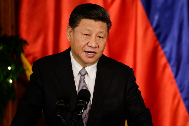 CHINESE LEADER. Chinese President Xi Jinping speaks during a joint press statement with Philippine President Rodrigo Duterte at Malacañang in Manila on November 20, 2018. File photo by Mark Cristino/Pool/AFP  