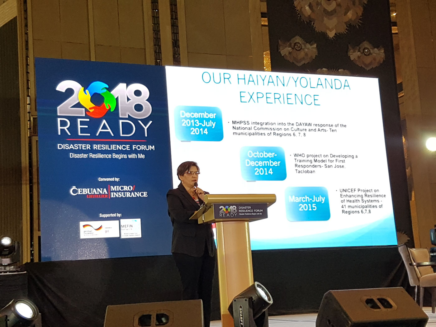 MENTAL HEALTH. Dr June Caridad Pagaduan-Lopez talks about Balik Kalipay's efforts in improving the mental health of several Yolanda victims. Photo by Angelica Yang/Rappler  