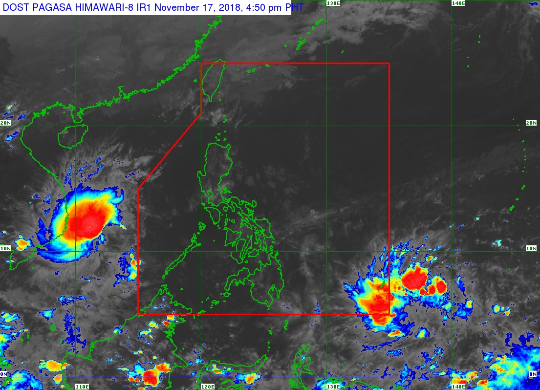 Satellite image as of November 17, 2018, 4:50 pm. Image from PAGASA 