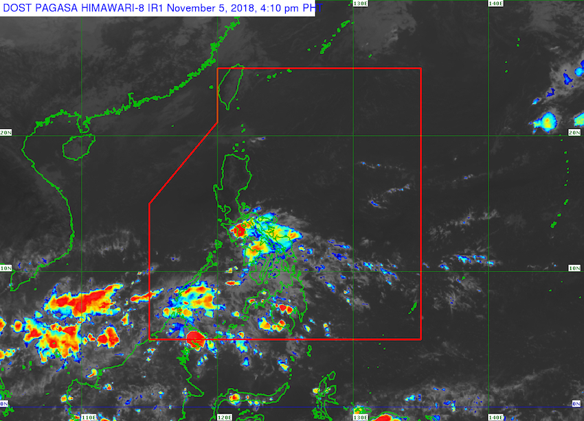 Satellite image as of November 5, 2018, 4:10 pm. Image from PAGASA 