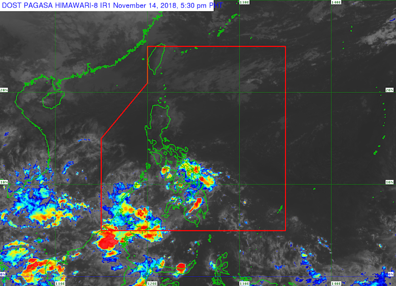 Satellite image as of November 14, 2018, 5:30 pm. Image from PAGASA 