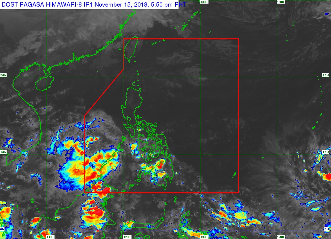 Satellite image as of November 15, 2018, 5:50 pm. Image from PAGASA 