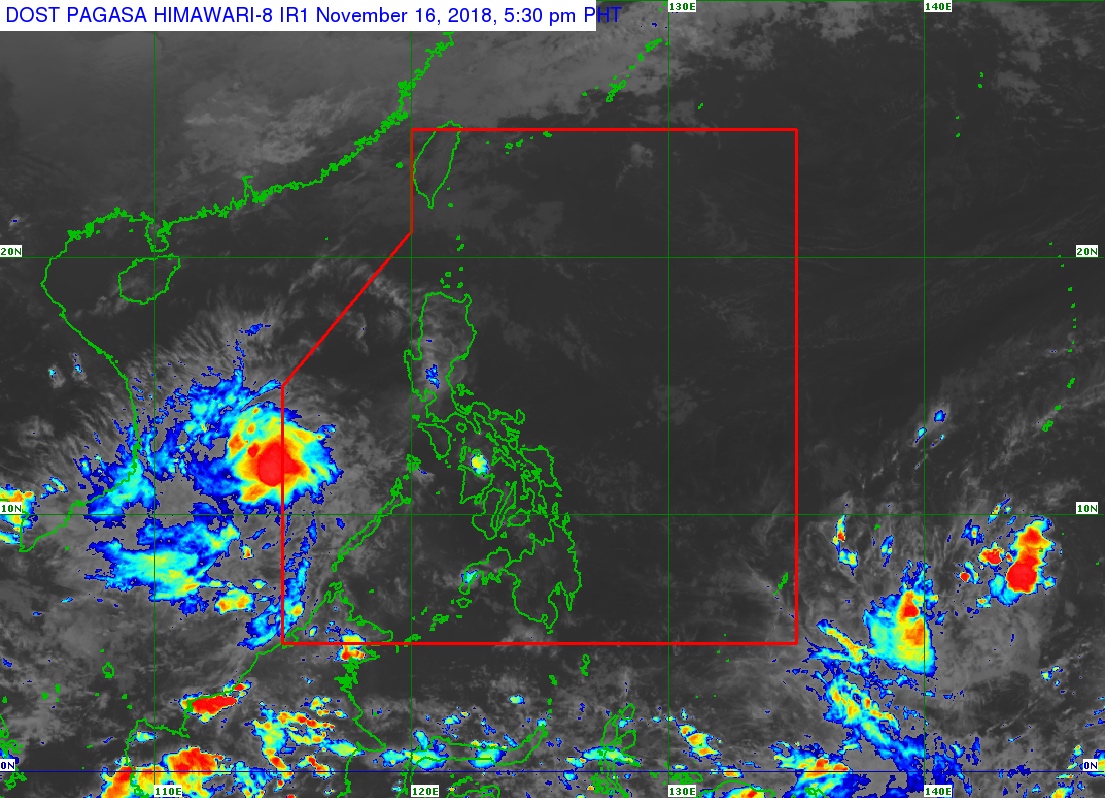 Satellite image as of November 16, 2018, 5:30 pm. Image from PAGASA 