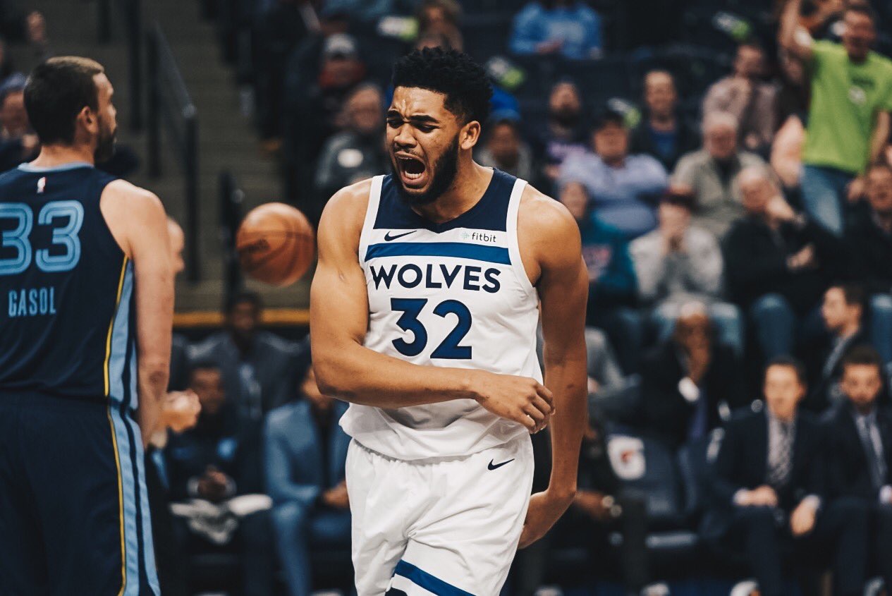 CLUTCH. Karl-Anthony Towns and the Timberwolves deal the Grizzlies another heartbreaker. Photo from Minnesota Timberwolves Twitter
  