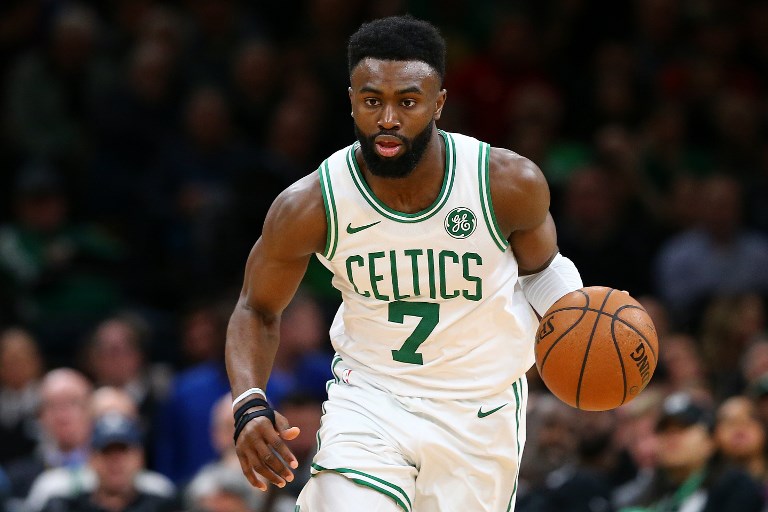 STEPPING UP. Jaylen Brown posts a double-double to lift the Celtics. Photo by Maddie Meyer/Getty Images/AFP 