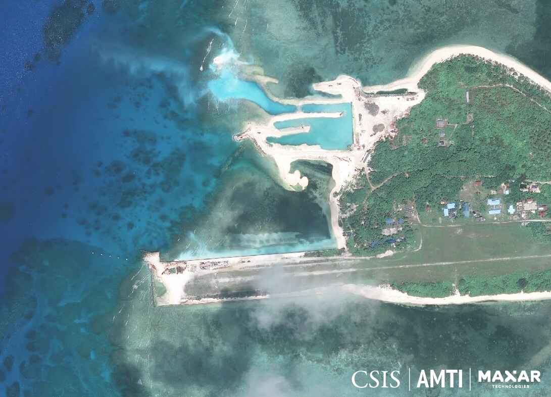PROGRESS. THIS photo from the Asia Maritime Transparency Initiative of the Center for Strategic and International Studies (AMTI-CSIS) shows the progress of repairs and construction on Pag-asa Island in the West Philippine Sea. Photo from AMTI-CSIS 