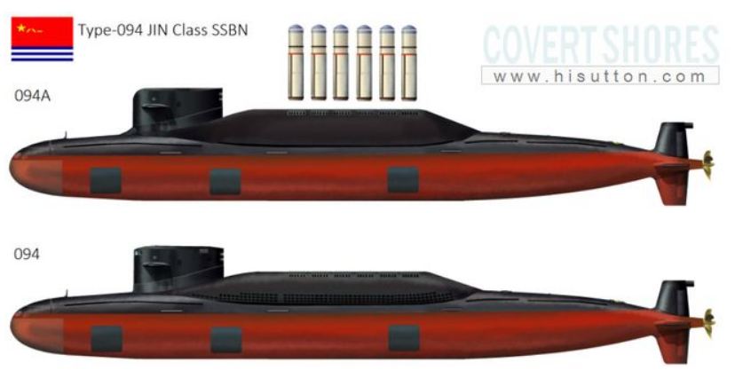 The Type 093B, above, prototype of the 094A, below.
