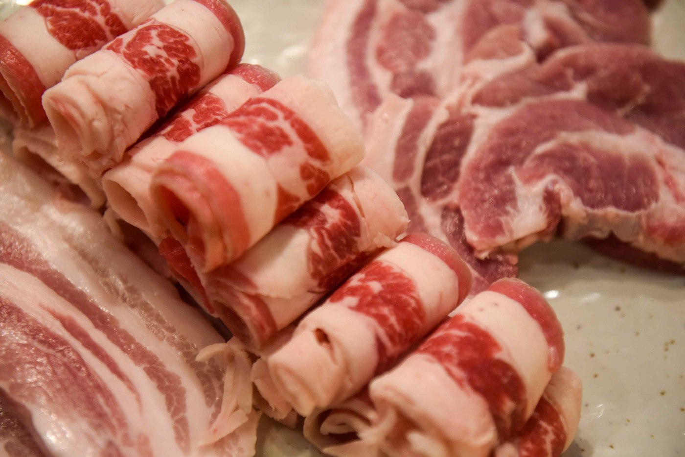 NICE TO MEAT YOU. Fantastic Baka's selection of meats includes pork and beef. 