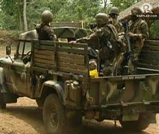 SECURING BASILAN. Army troops on patrol on Thursday, April 14, in Basilan. Photo by Richard Falcatan/Rappler 