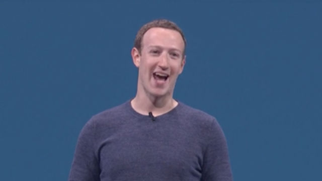 ZUCKERBERG. The CEO is in good spirits as he opens their annual developers conference 
