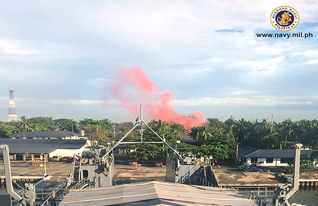 EARLY MORNING FIRE. Fire hit Naval Base Cavite before 6 am on November 9, 2018. Photo couresty of Naval Public Affairs Office   