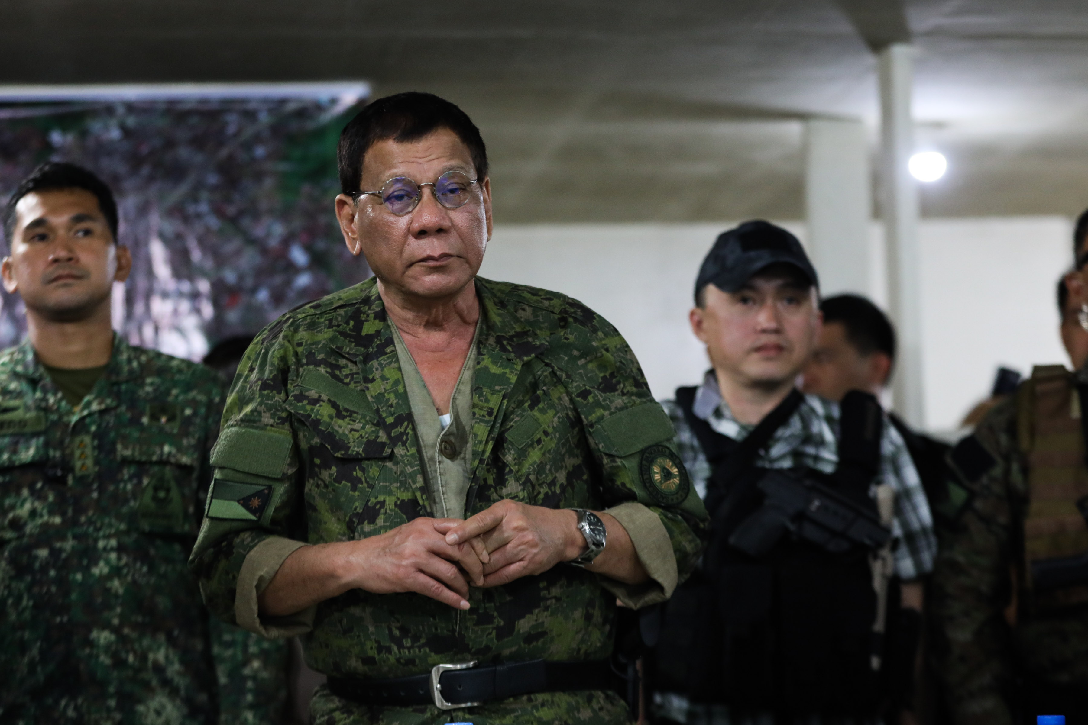 IN MARAWI. President Rodrigo Duterte visits troops in Marawi City. Presidential photo 