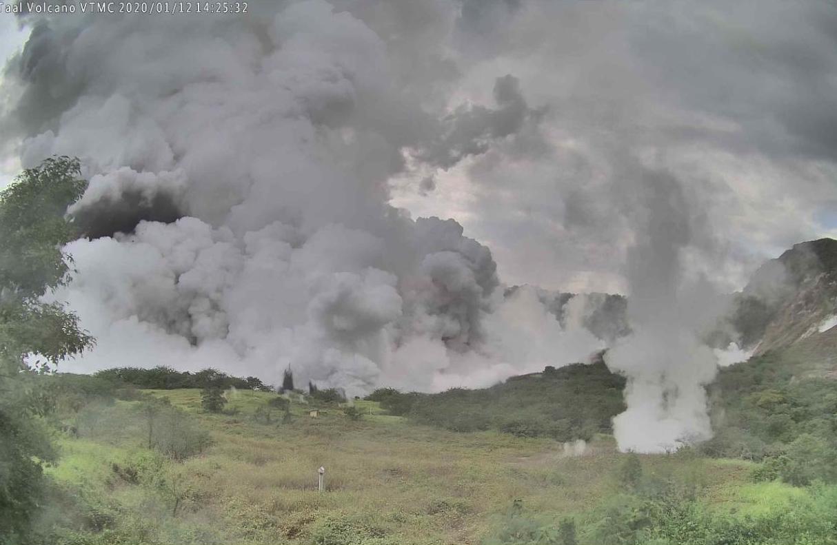 PHREATIC EXPLOSION. Ash emerges from the crater of the Taal Volcano on January 12, 2020. Image from Phivolcs 
