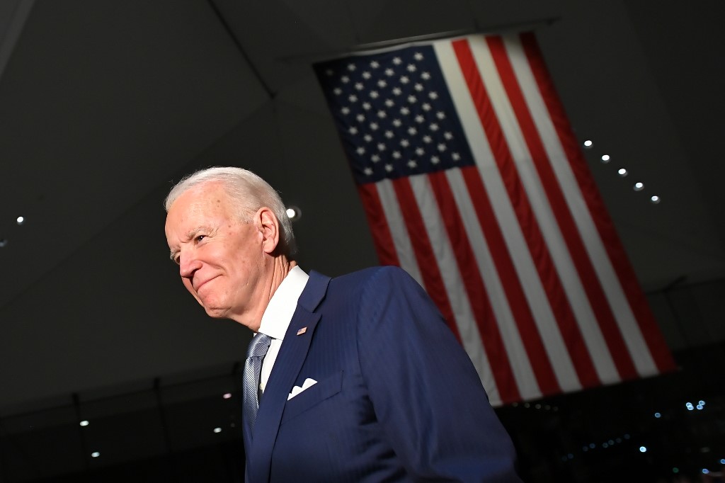JOE. Democratic presidential hopeful Joe Biden leaves after speaking at the National Constitution Center in Philadelphia, Pennsylvania. Photo by Mandel Ngan/AFP 