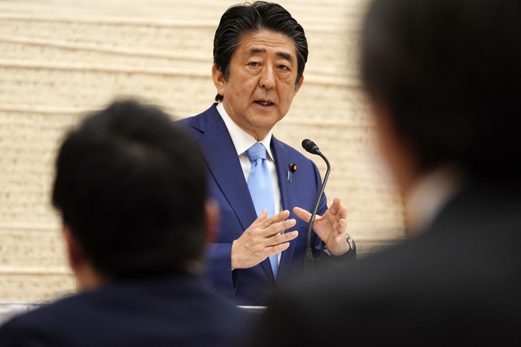 STATE OF EMERGENCY. In this file photo, Japanese Prime Minister Shinzo Abe speaks during a press conference at the prime minister's office in Tokyo on May 4, 2020. File photo by Eugene Hoshiko/Pool/AFP 