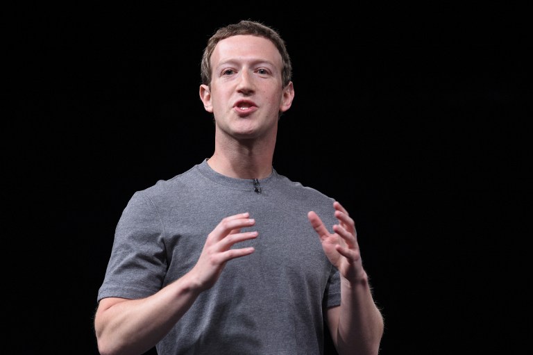 'STEP UP.' This file photo taken on February 21, 2016 shows Facebook CEO Mark Zuckerberg speaking during a press conference in Barcelona. File photo by Lluis Gene/AFP  