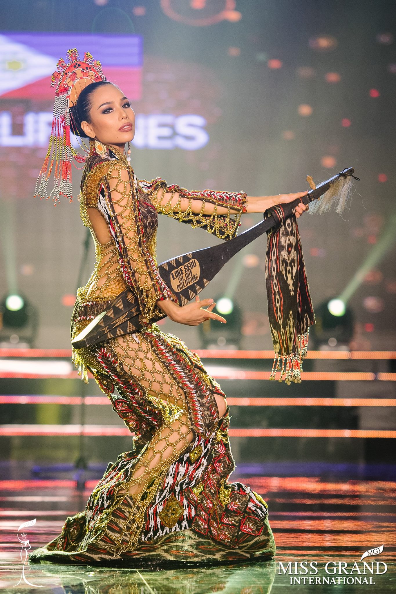 MINDANAO TRIBUTE. Elizabeth Clenci in her Tboli inspired national costume at the Miss Grand International pageant. Photo from Facebook/Miss Grand International    