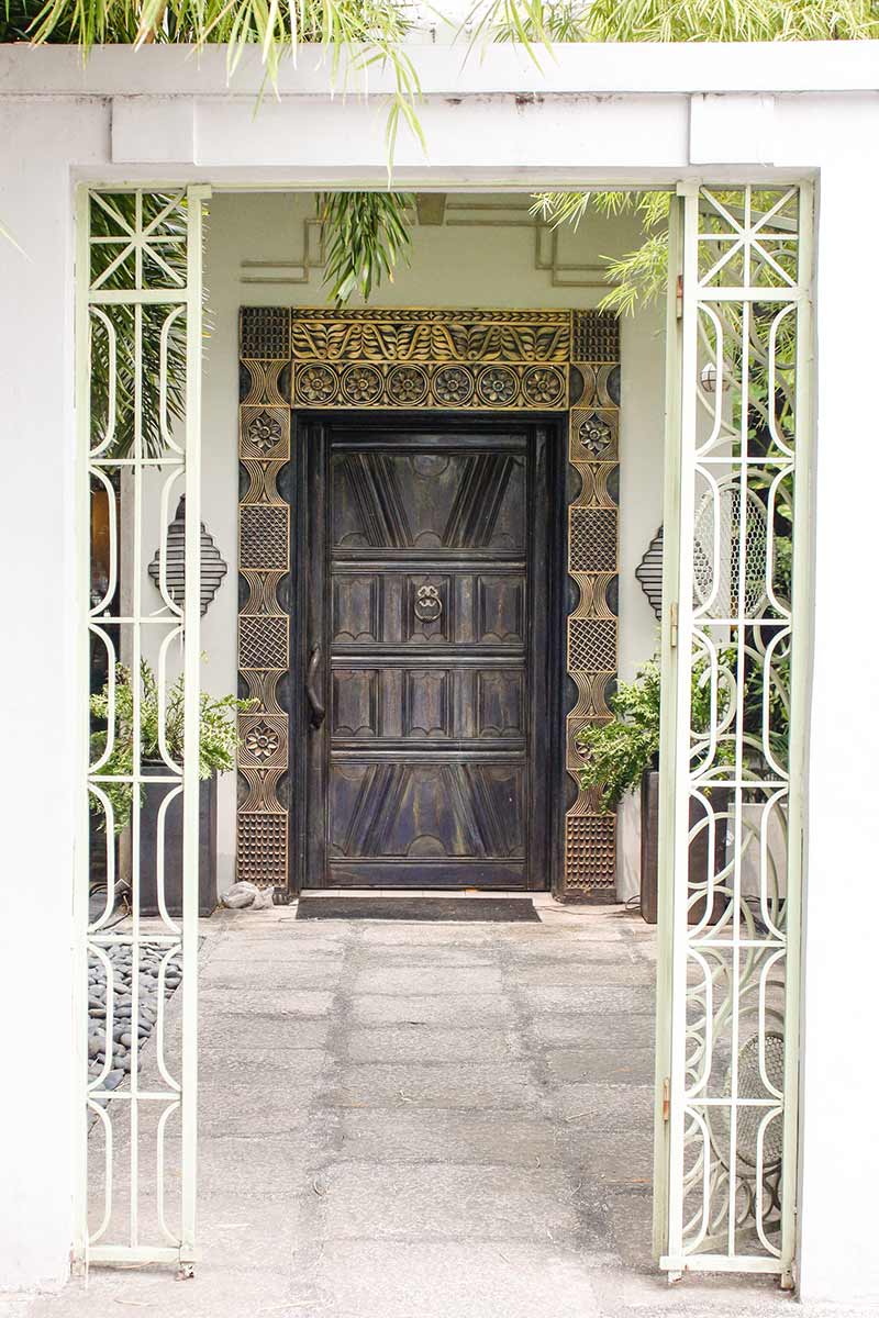 COME IN. The doorway to Casa Roces, elegant and inviting