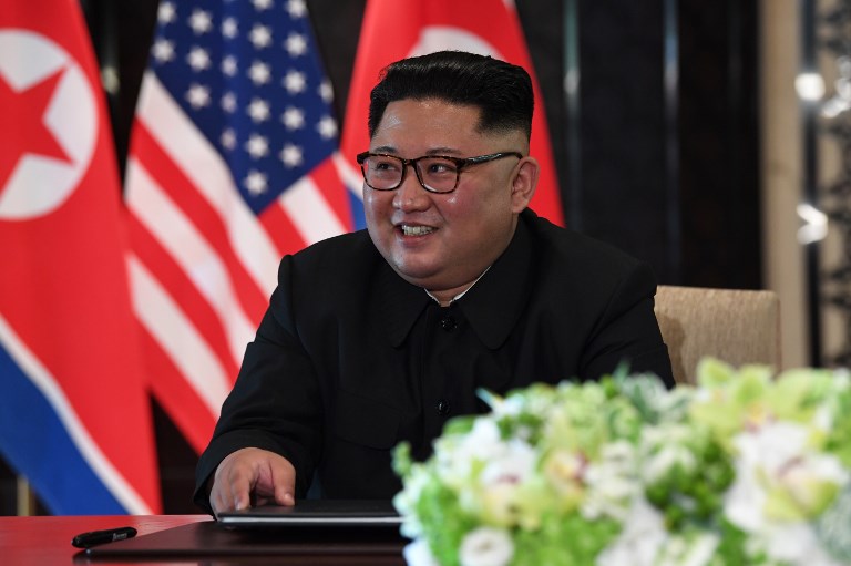 DENUCLEARIZATION? North Korea's leader Kim Jong Un reacts at a signing ceremony with US President Donald Trump. File photo by Saul Loeb/AFP 