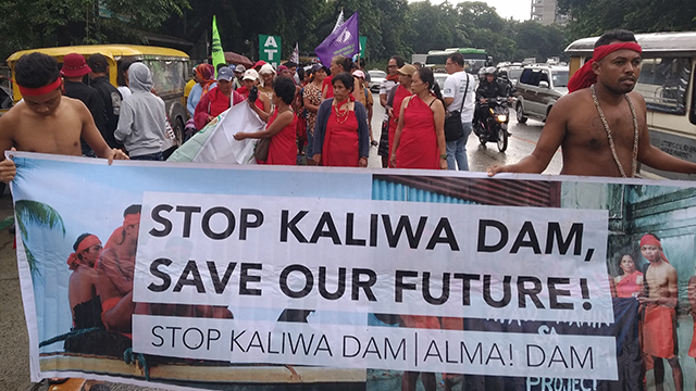 'SAVE OUR FUTURE.' In this file photo, indigenous peoples from Quezon and Rizal march to oppose the Kaliwa Dam project. File photo courtesy of Leandro Miguel Novero 