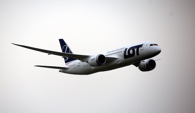 In this file photo, a LOT Polish Airlines Boeing 787 Dreamliner prepares to land at Warsaw Chopin Airport in Warsaw, Poland, November 15, 2012. Jacerk Turczyk/EPA 