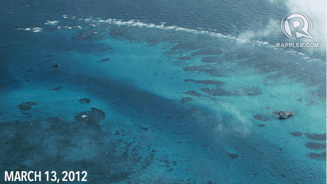 REEF TO ISLAND. Progress of reclamation in Mabini Reef     