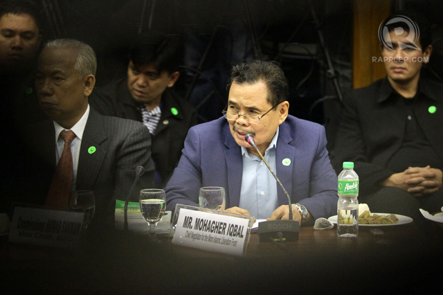'OPPRESSION IS ENEMY.' MILF chief negotiator Mohagher Iqbal says oppression - not the military and the police - is the real enemy of the MILF. Photo by Mark Cristino/Rappler  