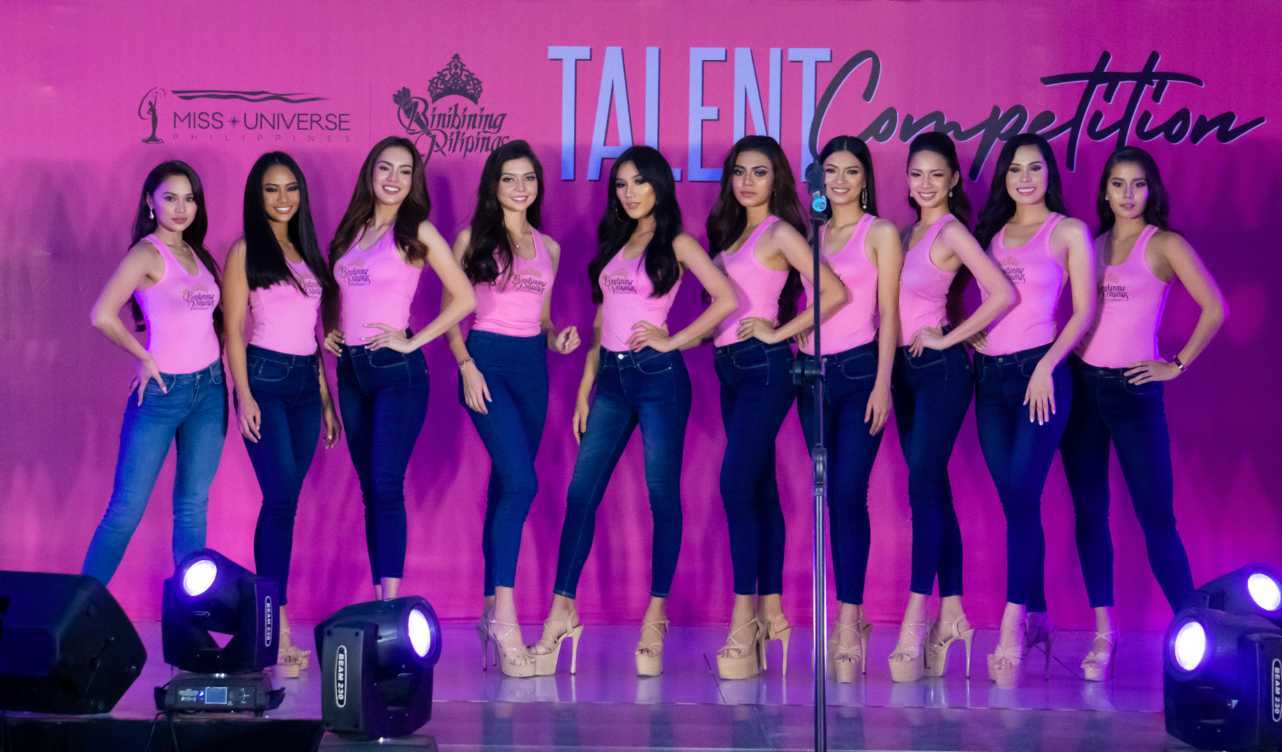 GETTING TO KNOW THE LADIES. The first batch of Bb Pilipinas candidates post for a photo during the talent competition last March. File photo by Dion Besa/Rappler Glam shots from Facebook/Bb Pilipinas 
