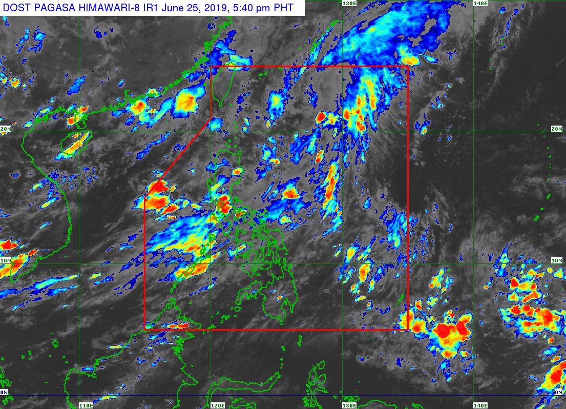 Satellite image of Tropical Depression Dodong as of June 25, 2019, 5:40 pm. Image from PAGASA 