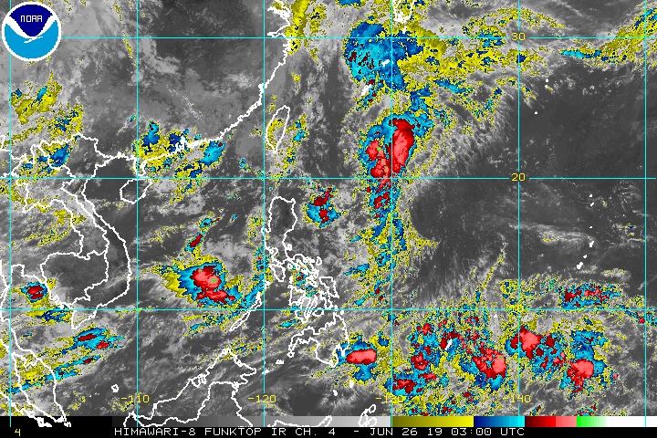 Satellite image of Tropical Depression Dodong as of June 26, 2019, 11 am. Image from NOAA 