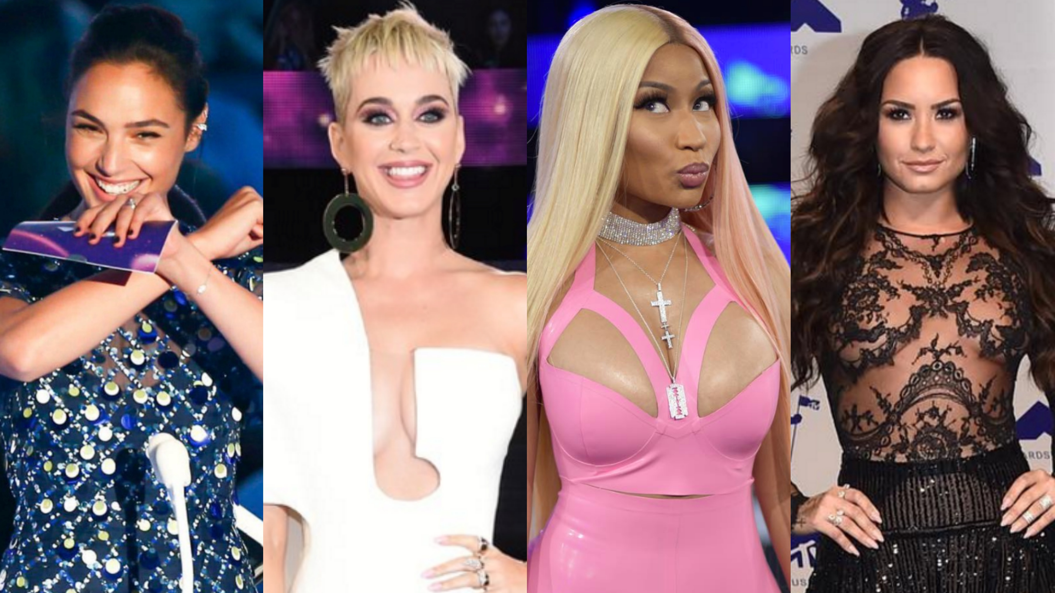 MTV VMAS 2017. Gal Gadot, Katy Perry, Nicki Minaj, and Demi Lovato shine at the MTV Video Music Awards 2017. Screengrabs from Instagram/@mtv/Twitter/@galgadot/@vmas 