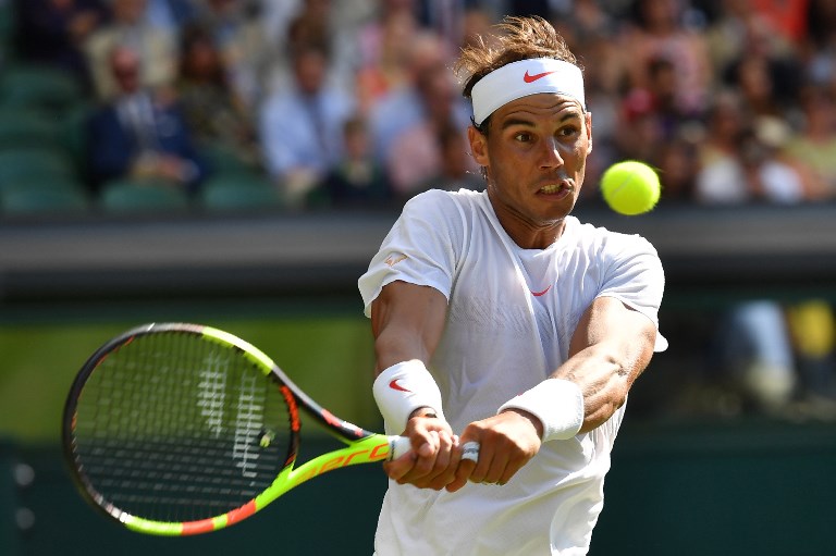 FOCUSED. Spain's Rafael Nadal says he feels ‘positive’ after breezing through the Wimbledon opener. Photo by Ben Stansall/AFP  