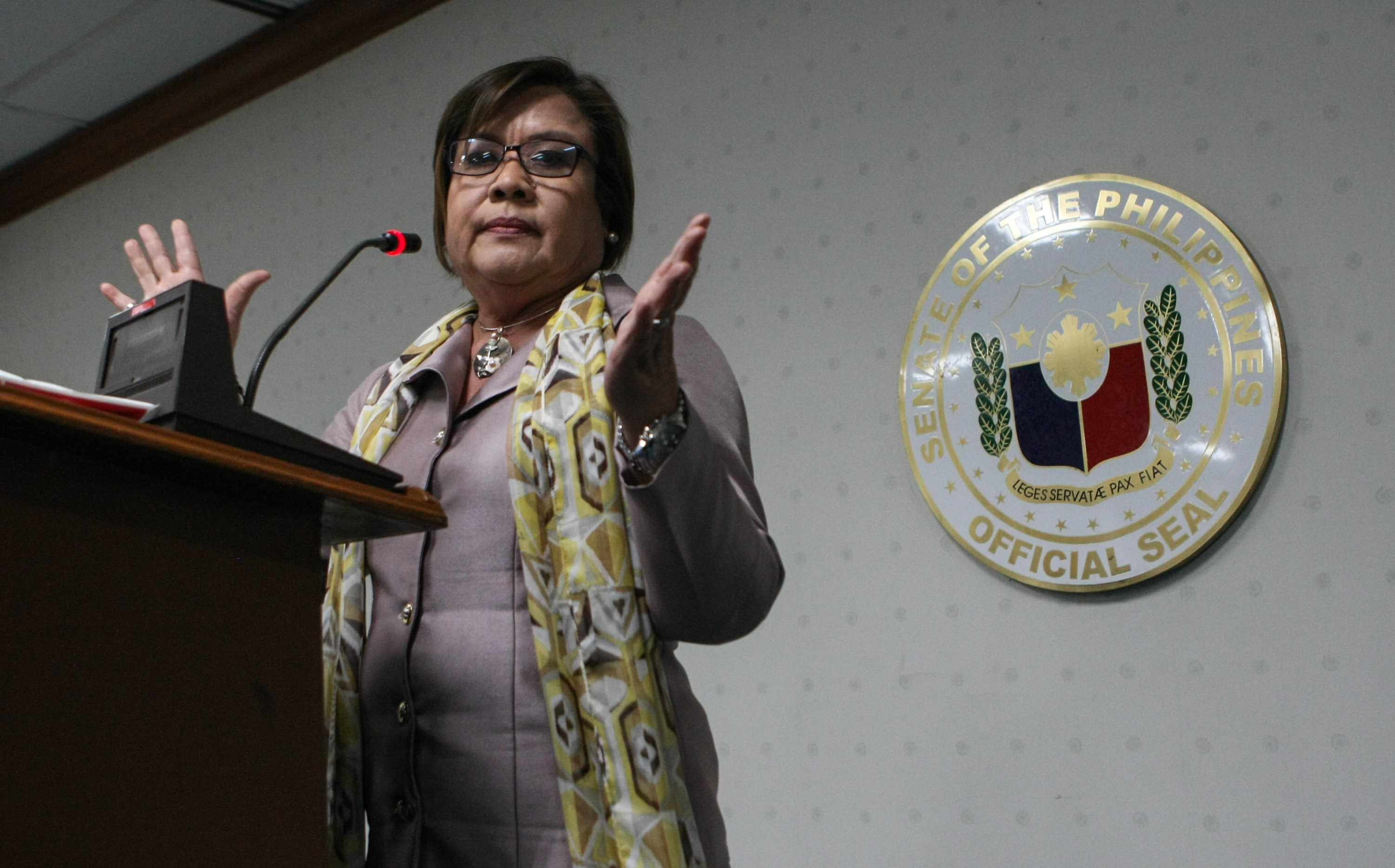 DRUG LINKS? Senator Leila de Lima is in the spotlight, with allegations that she coddled drug lords inside the New Bilibid Prison. Photo by Jasmin Dulay/Rappler 