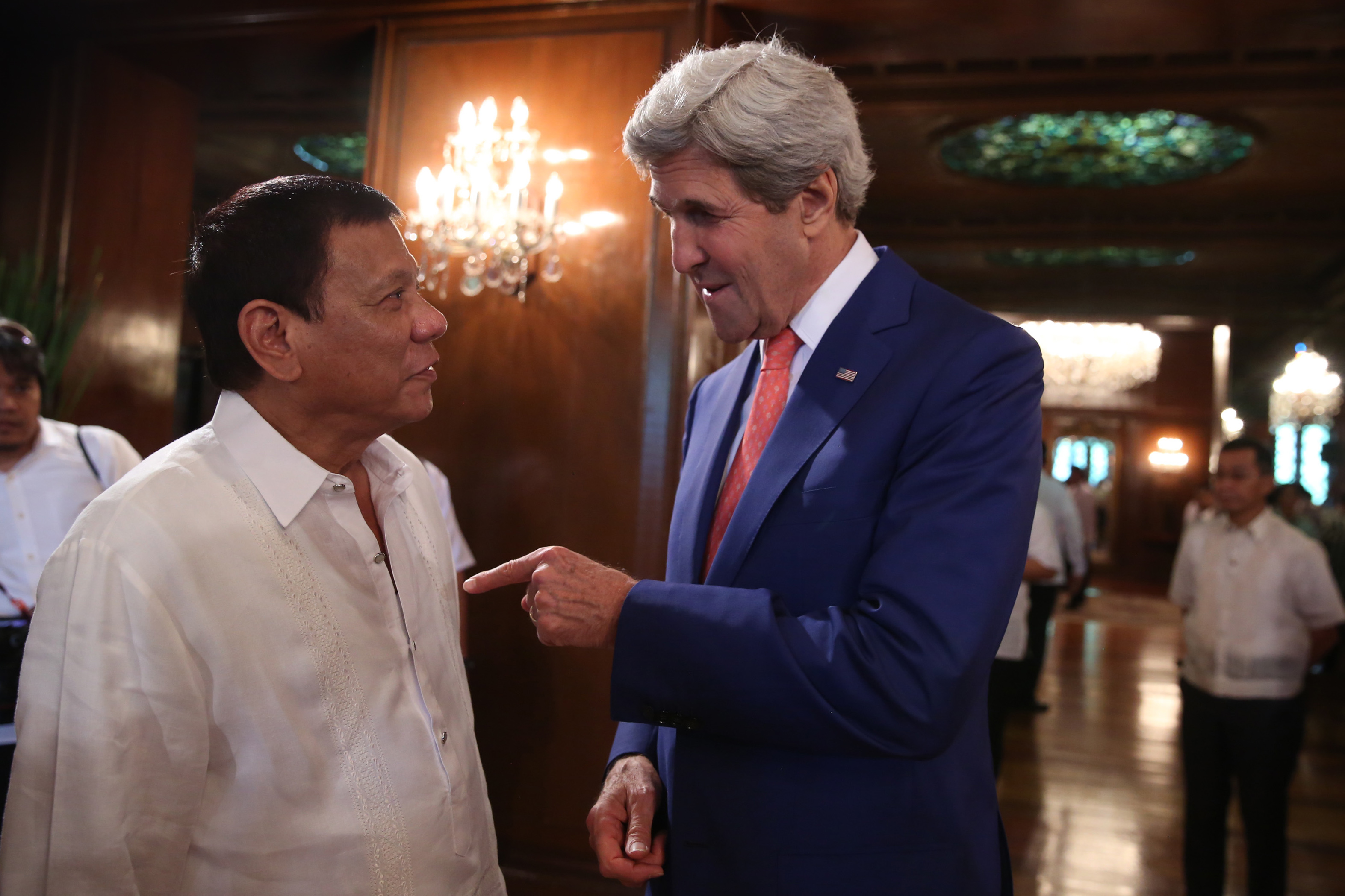 DUTERTE AND US. US Secretary of State John Kerry is the highest US official to visit President Rodrigo Duterte so far. File photo by King Rodriguez/PPD 