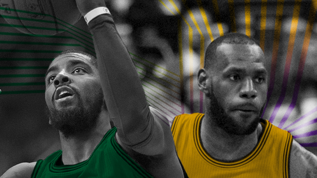 ADVERSARIES. The heated rivalry of the Celtics and Lakers continues as fans await the meeting of star players LeBron James and Kyrie Irving next season.   