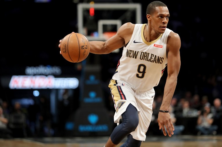 VETERAN MOVE. The 32-year-old Rajon Rondo is expected to compete for position with Lakers young gun Lonzo Ball. Photo by Abbie Parr/Getty Images/AFP 