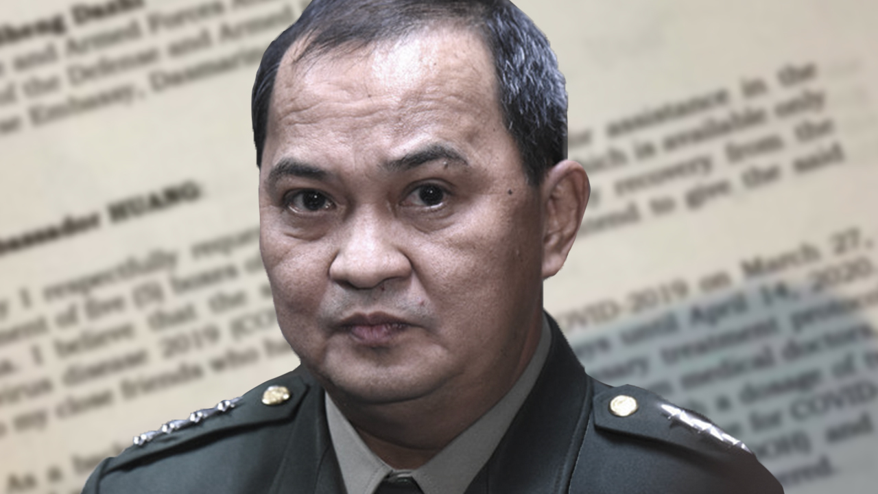 MILITARY CHIEF. Armed Forces of the Philippines chief of staff General Felimon Santos Jr sent the Chinese ambassador a letter asking help to obtain off-label drugs to treat COVID-19. 