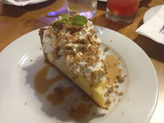 CHUNKY MONKEY PIE. Not your usual dessert, this is a good ending after all the strong flavors and heavy mains 