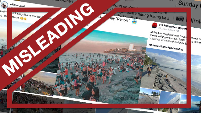 Screenshots of posts calling Manila Bay a 'resort' and 'soon-to-be-beach' 