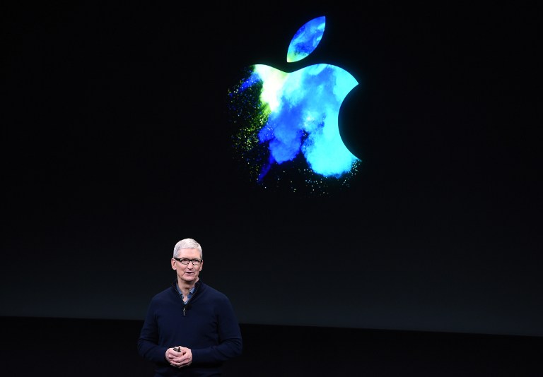 PLANNED OBSOLESCENCE. Apple confirms a long-held belief among conspiracy theorists that Apple slows down older iPhones through time. Pictured is Apple CEO Tim Cook speaking at a launch event in 2016. File photo by Josh Edelson/AFP  