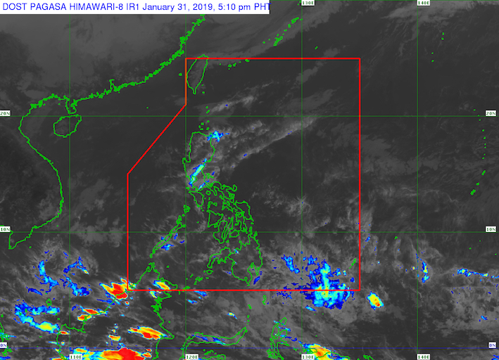 Satellite image as of January 31, 2019, 5:10 pm. Image from PAGASA 