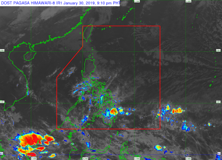 Satellite image as of January 30, 2019, 9:10 pm. Image from PAGASA 